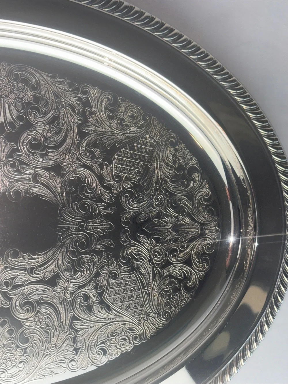 VNTG Silver Tray Serving Platter - F.B. Rogers 16” Silver Plated - Picture 10 of 13